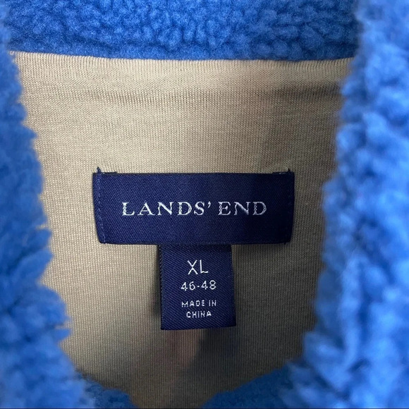 Land’s END Blue Oversized Sherpa 3/4 Zip Pull Over - Picture 7 of 8